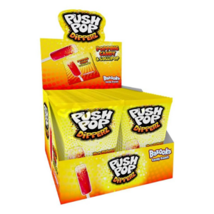 Bazooka UK  Push Pop Dipperz Popping Candy Strawberry Lollipop 48ct